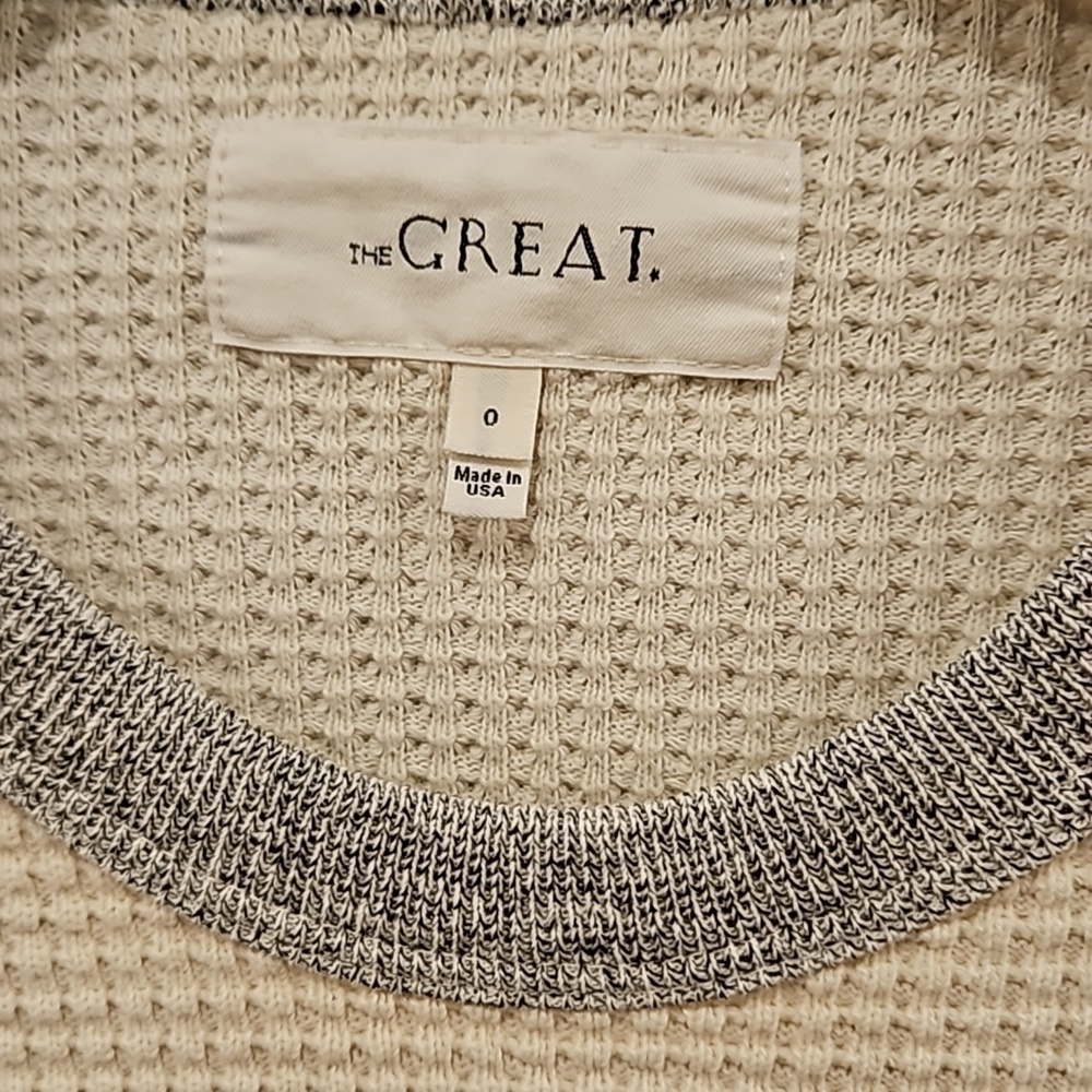 💕THE GREAT💕 The Great Circle Thermal Top ~ Washed White Wolverine Graphic 0 - Picture 14 of 15